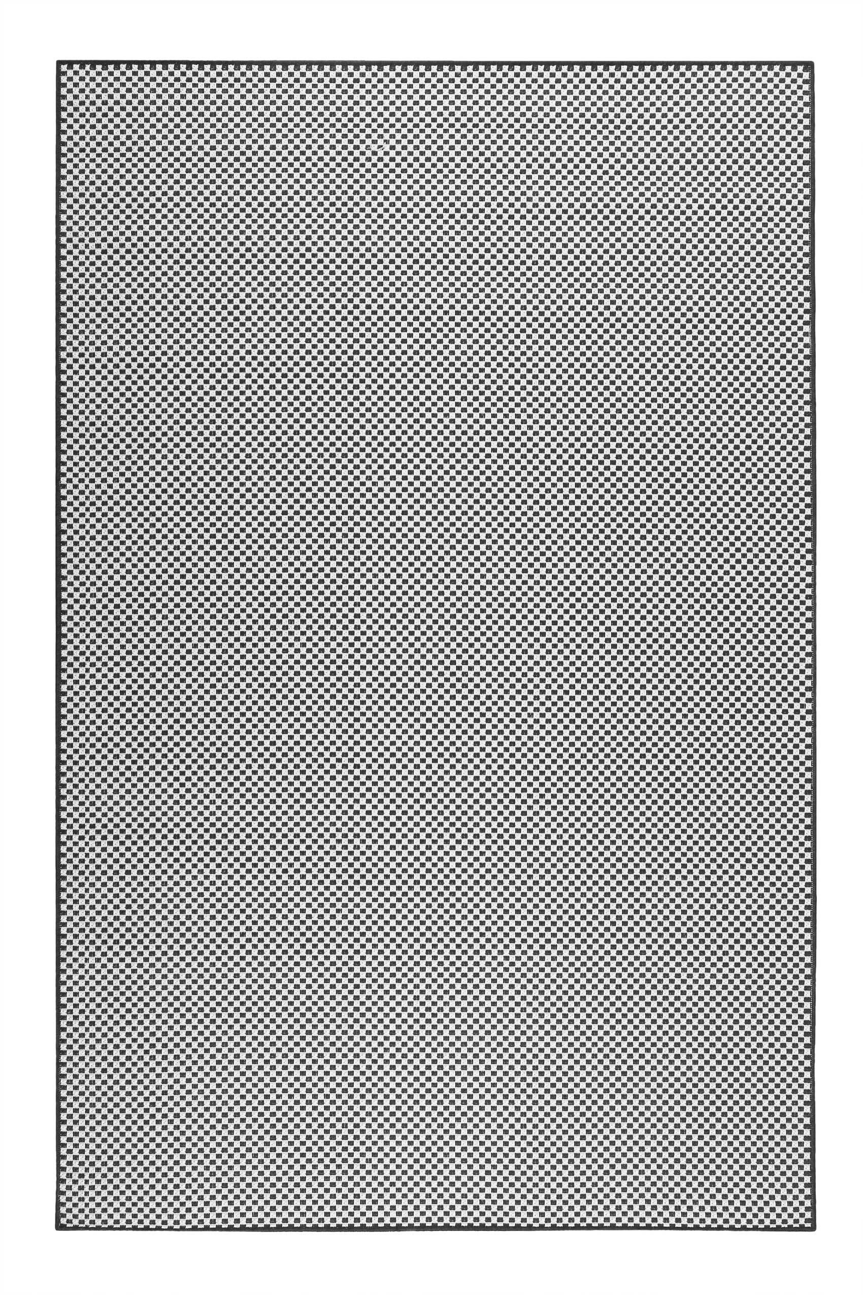 RACCOON - Tapis exterieur tissé plat motif damier blanc et noir 120x170