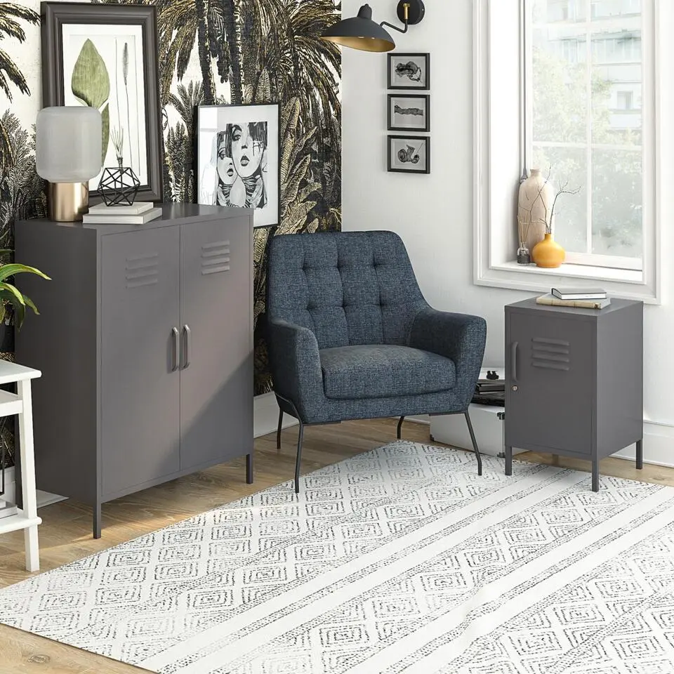 Bradford - Wandkast met 2 grijze metalen deuren