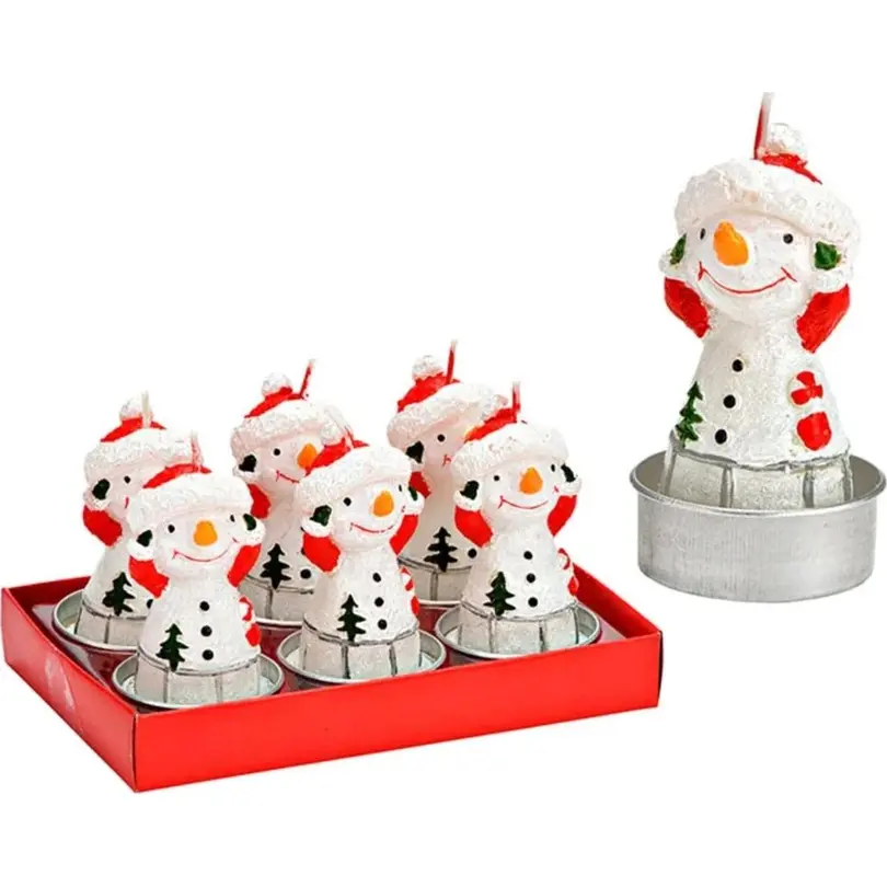 Teelicht 6er-Set Schneemann