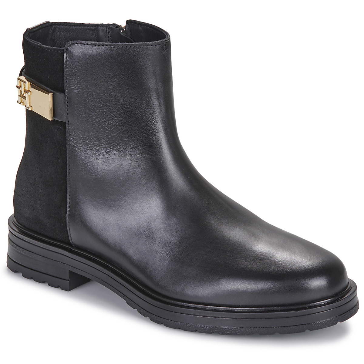 Tommy Hilfiger - TH LOGO LEATHER MIX CHELSEA - Black