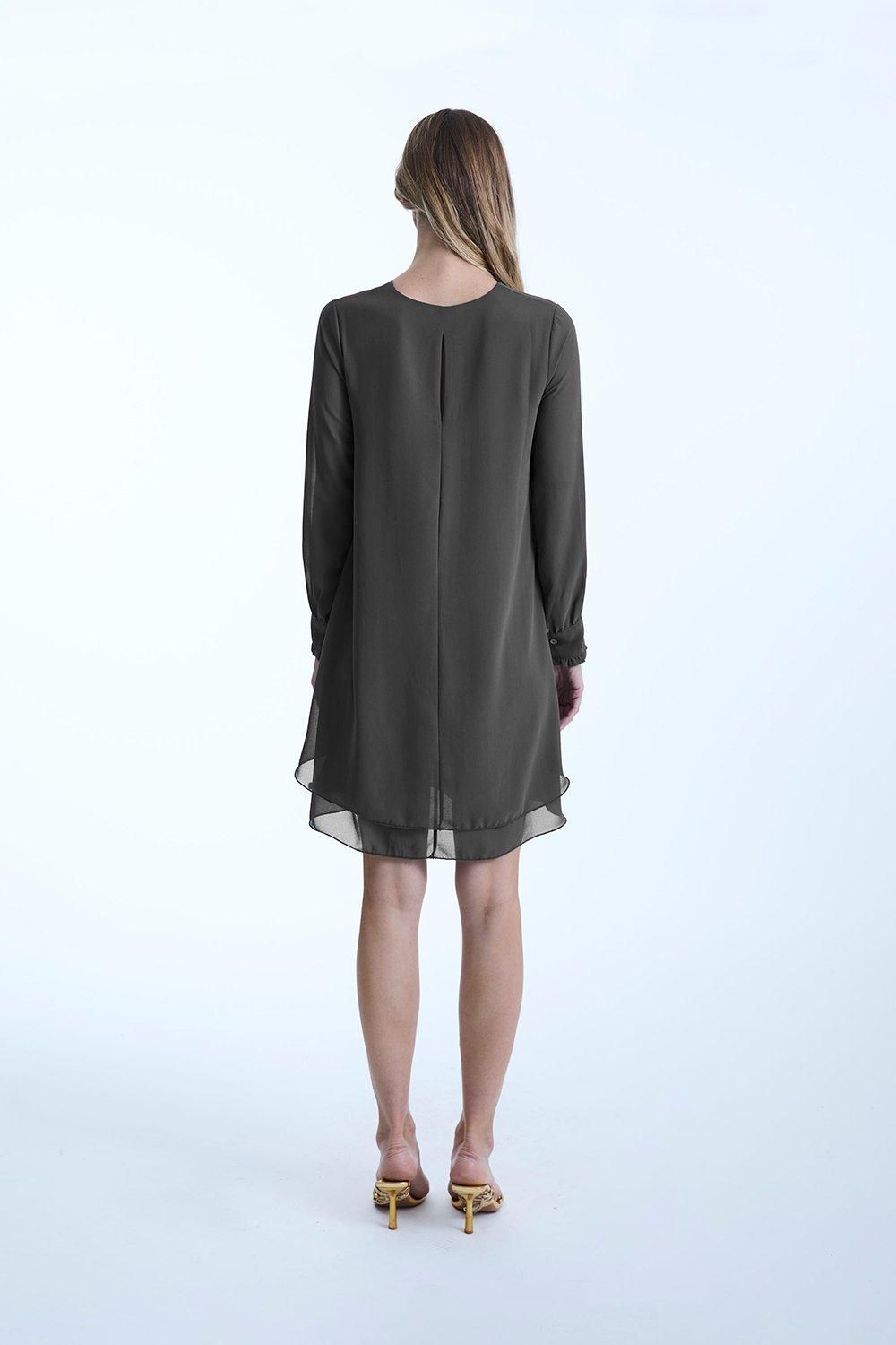 James Lakeland Long Sleeve Charcoal Wave Hem Dress