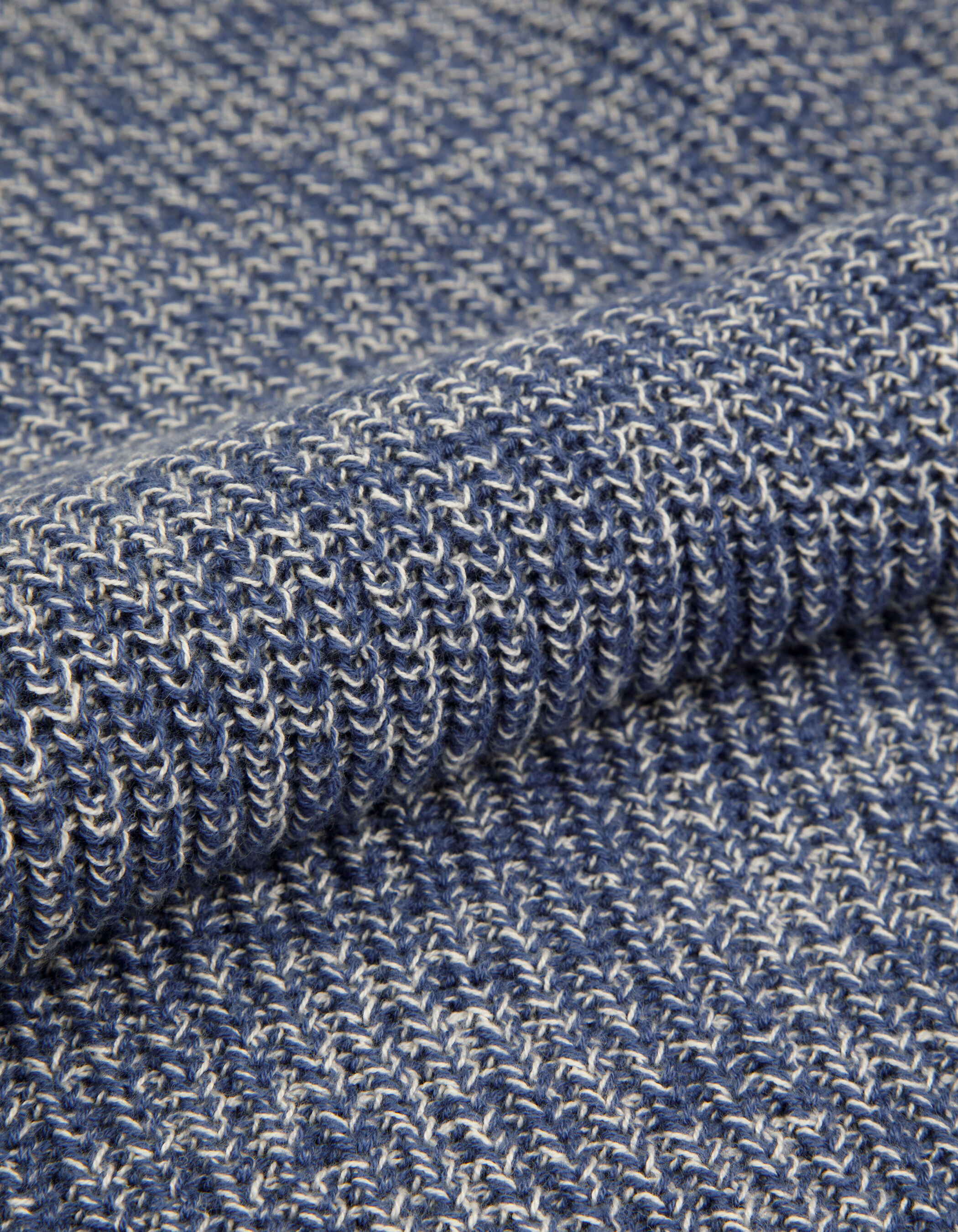 Pull bleu tricot mouliné Homme
