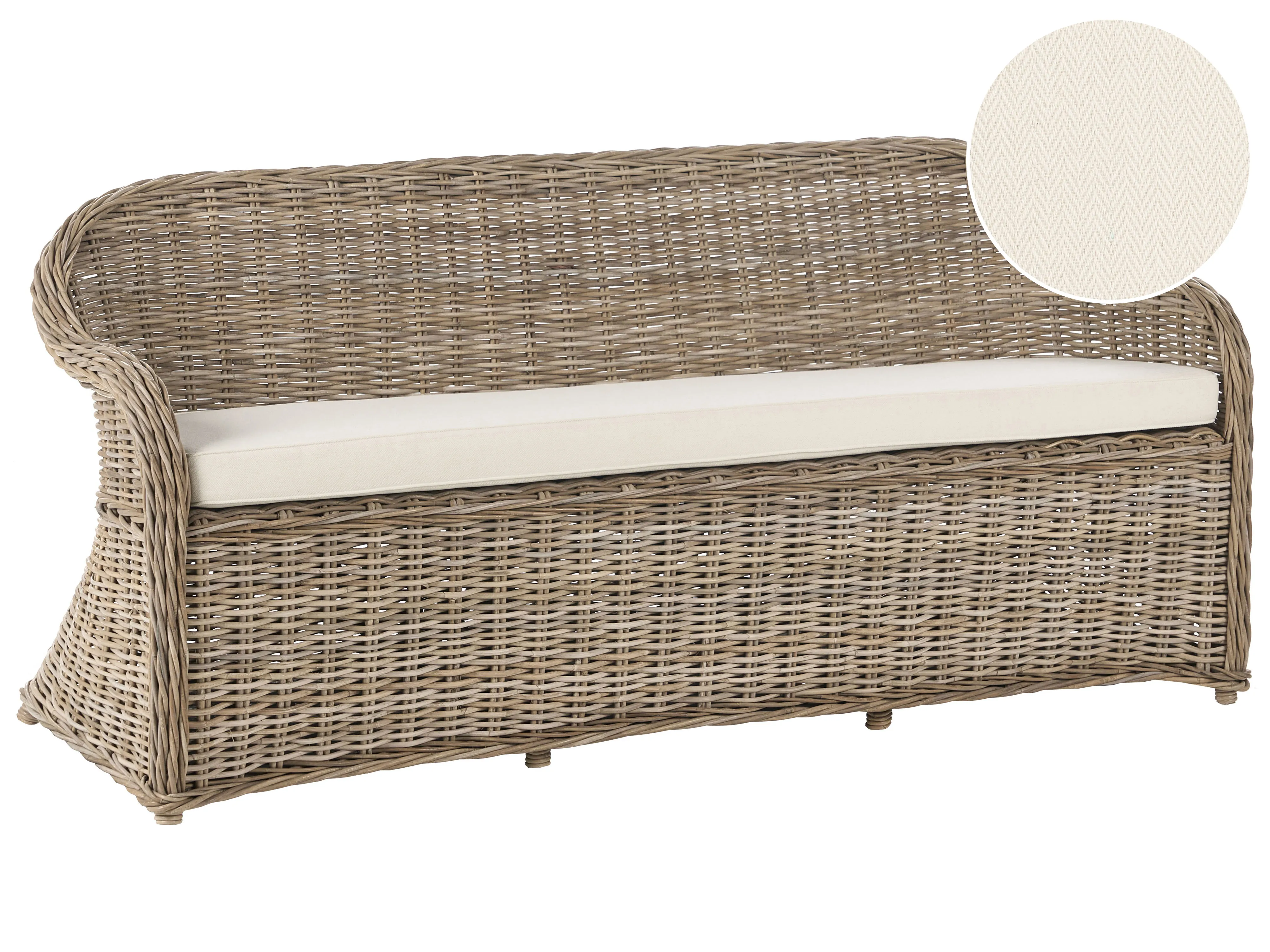 Garden Bench with Cushion SUSUA 141 cm Rattan Natural