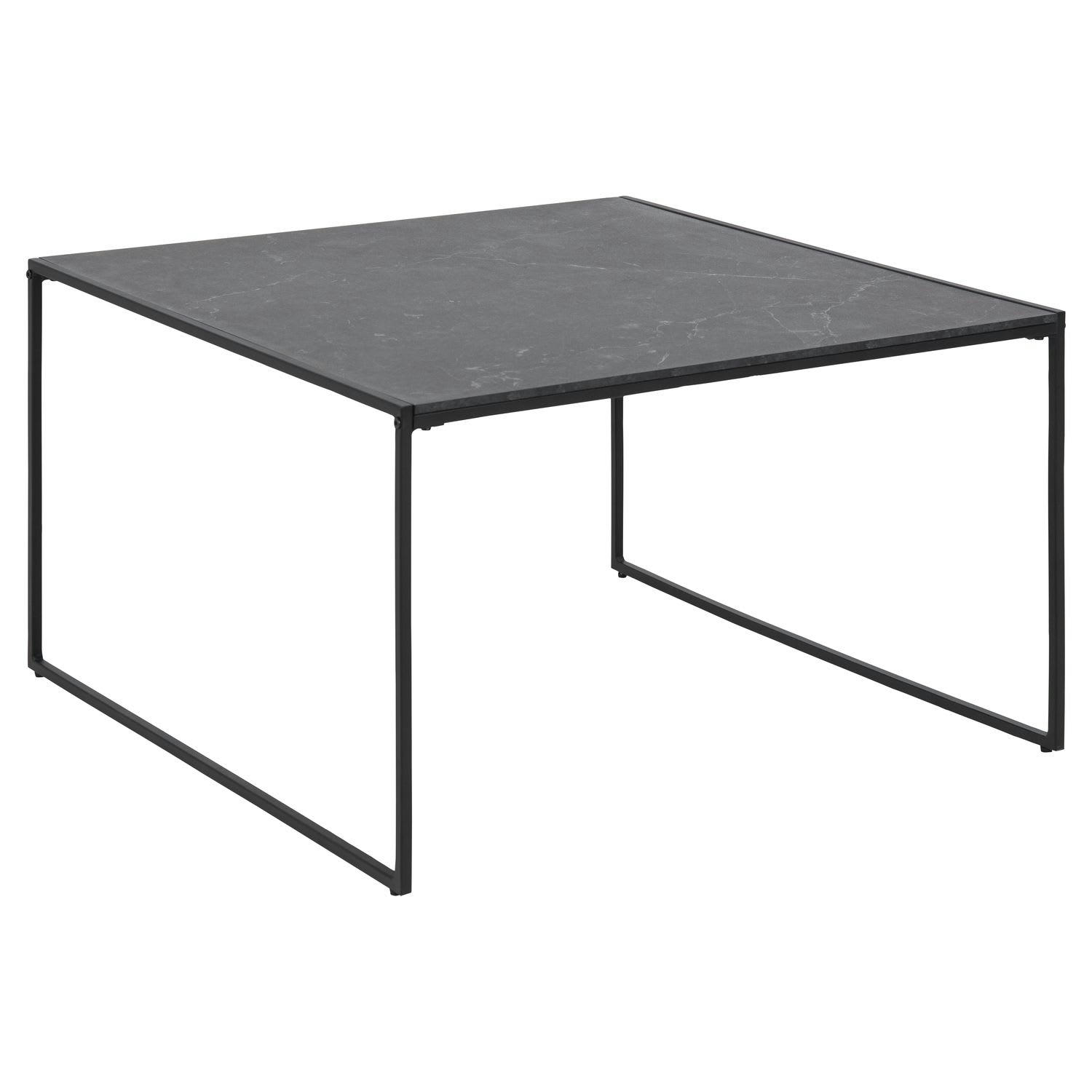 FÉLICE - Table basse carré en mélaminé et métal noir