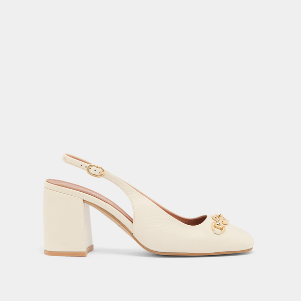 Escarpins slingbacksen cuir vieilli écru | DECOUV