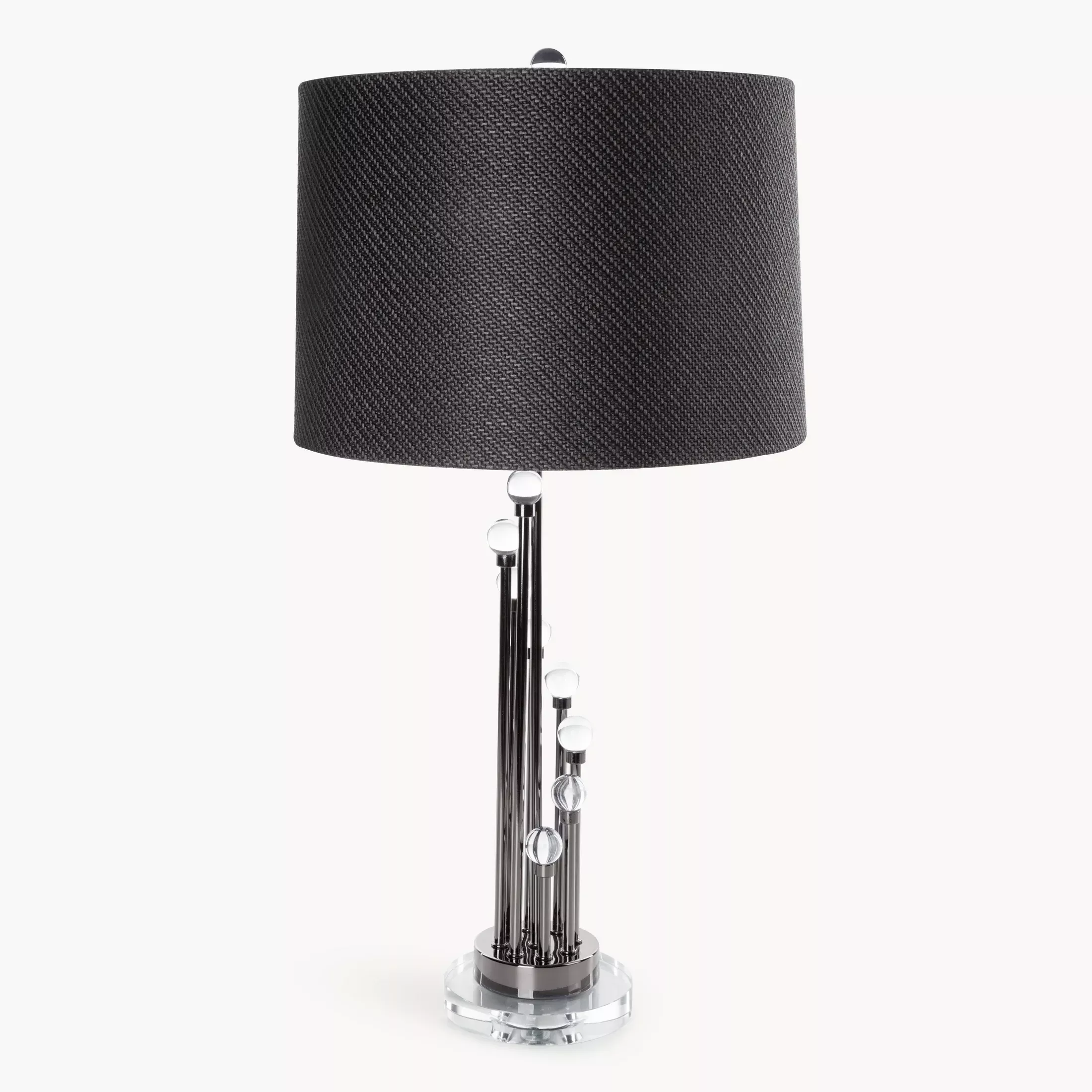 Lampa stołowa do pokoju grafitowa ISLA zdobiona kryształkami