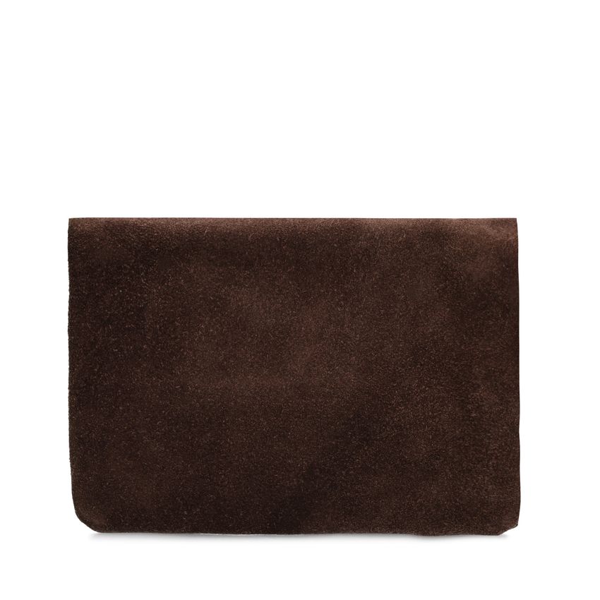 Manfield Donkerbruine suède clutch