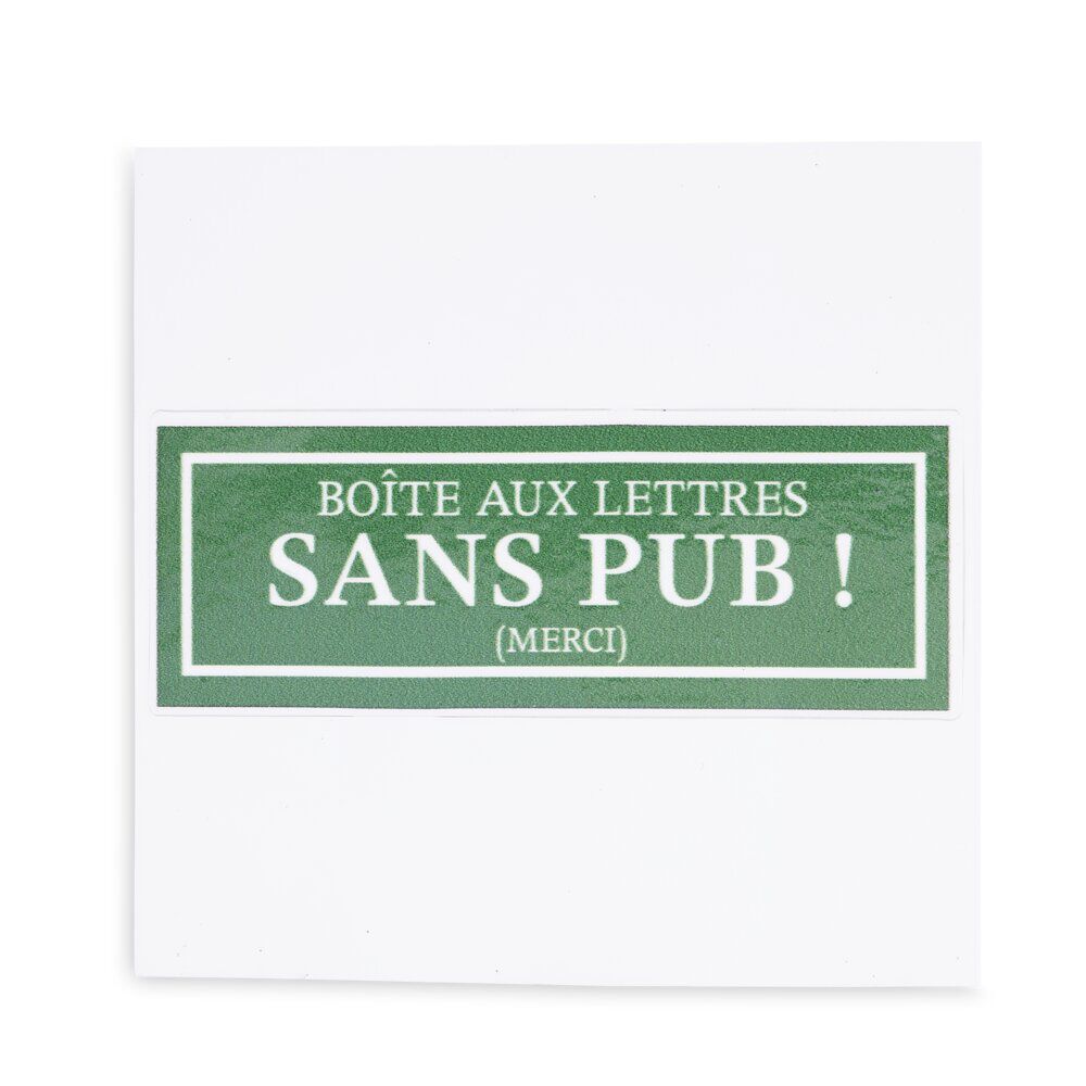 Signalétique adhésive "BoÎte aux lettres sans pub" - Vert, 8x8 cm
