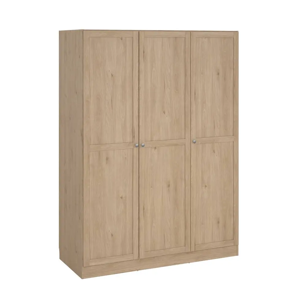 Kledingkast Lynn 3-deurs - eikenkleur - 200x147x62 cm