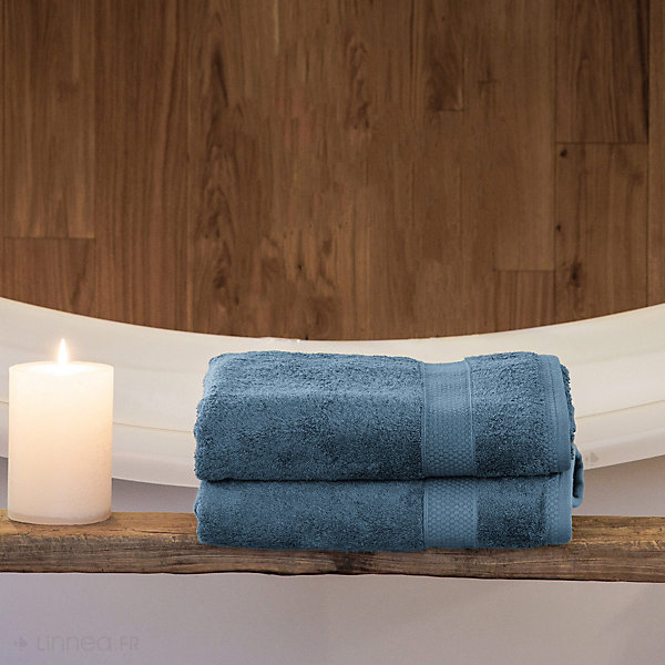 Drap de bain coton 550g/m2 95x140 cm collection NAÏA bleu Cérulé