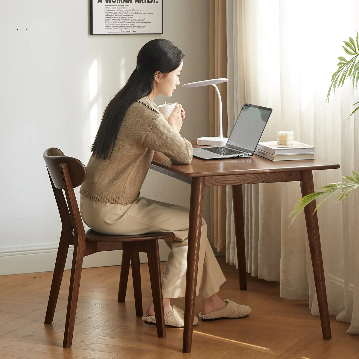 Dining chair wooden FAS grade oak natural wood made in North America 100% dirt-free wood chair