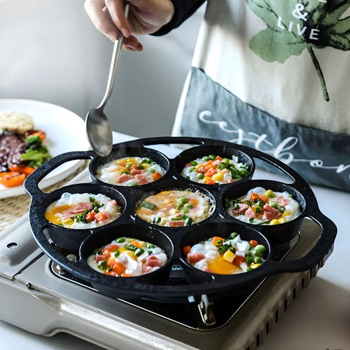 SOGA 2X Cast Iron Takoyaki Fry Pan Octopus Balls Maker 7 Hole Grill Mold 32cm