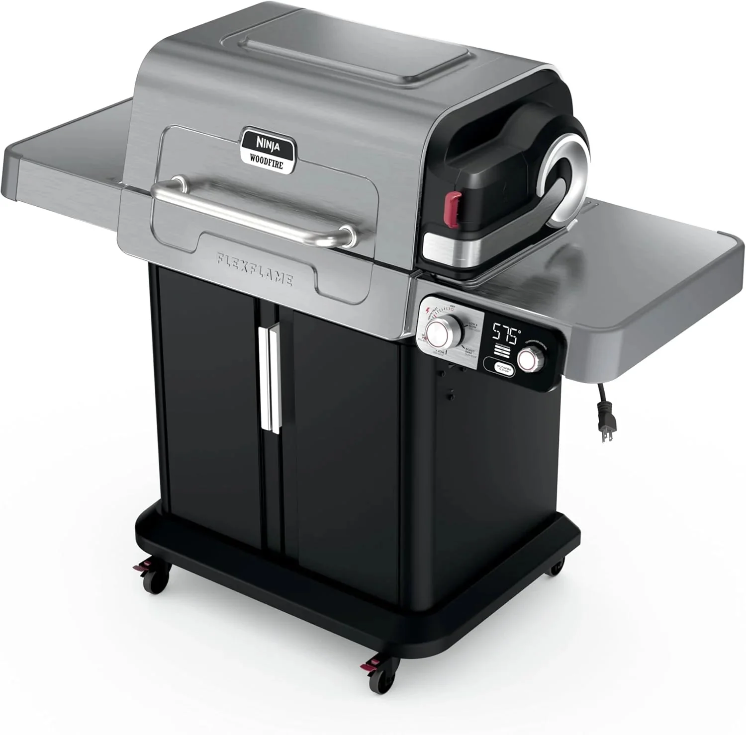 Ninja FlexFlame, Grill and Smoker, Electric and Propane Grill, Roaster, BBQ Grill, 5-in-1 Cooking System, 3 Burner, Digital Control, Outdoor Cooking, Griddle, Pizza Maker, Stainless Steel, PG301(PG301)