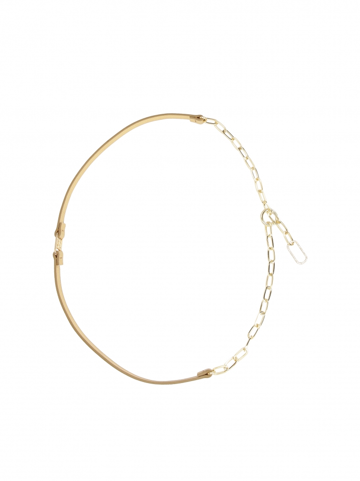 Gold belt with chain and monogram