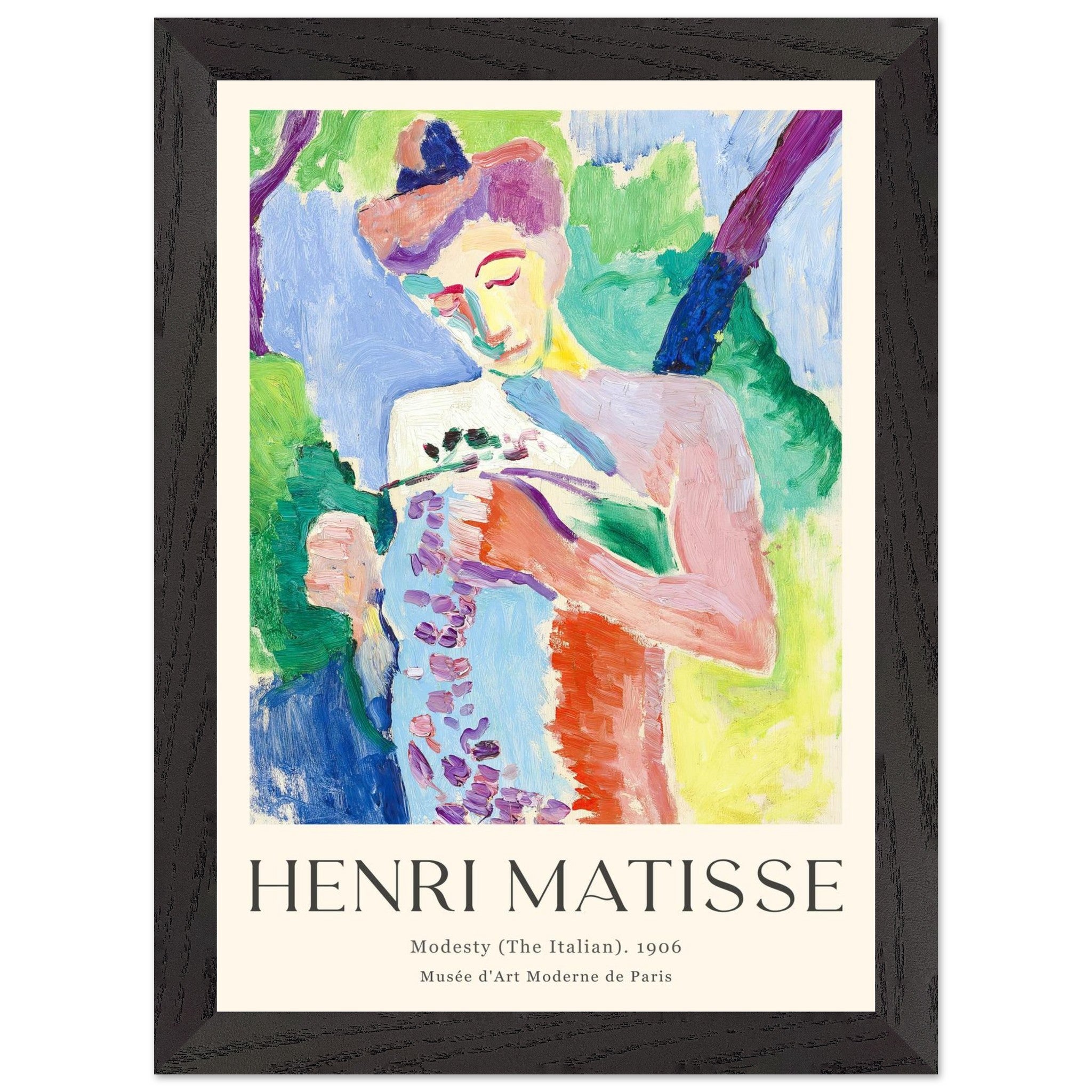 Artfulprints Poster met Lijst Matisse - Modesty 1906  - A4 21x29.7 cm - Meerkleurig