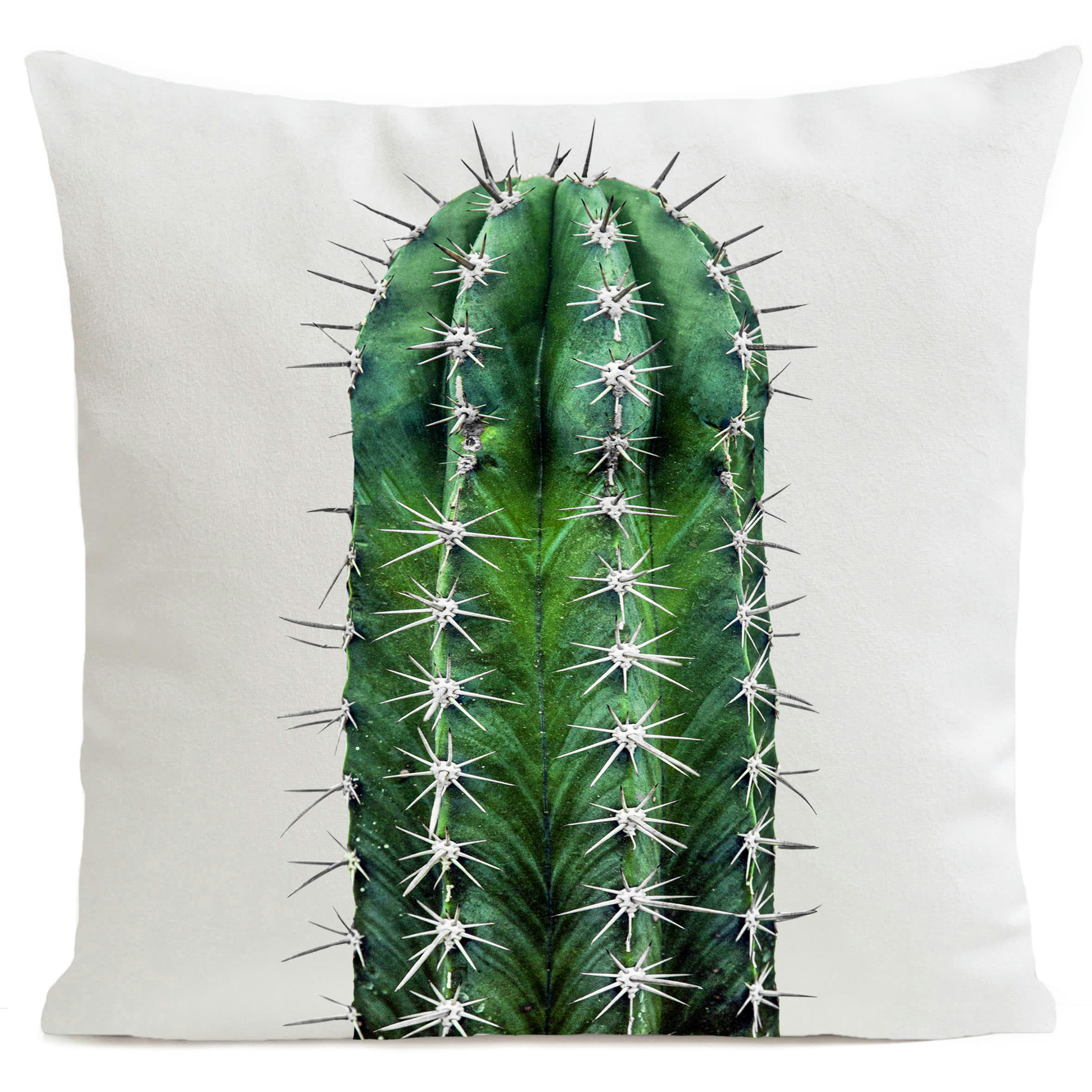 - Coussin tropical cactus suédine blanc 40x40cm