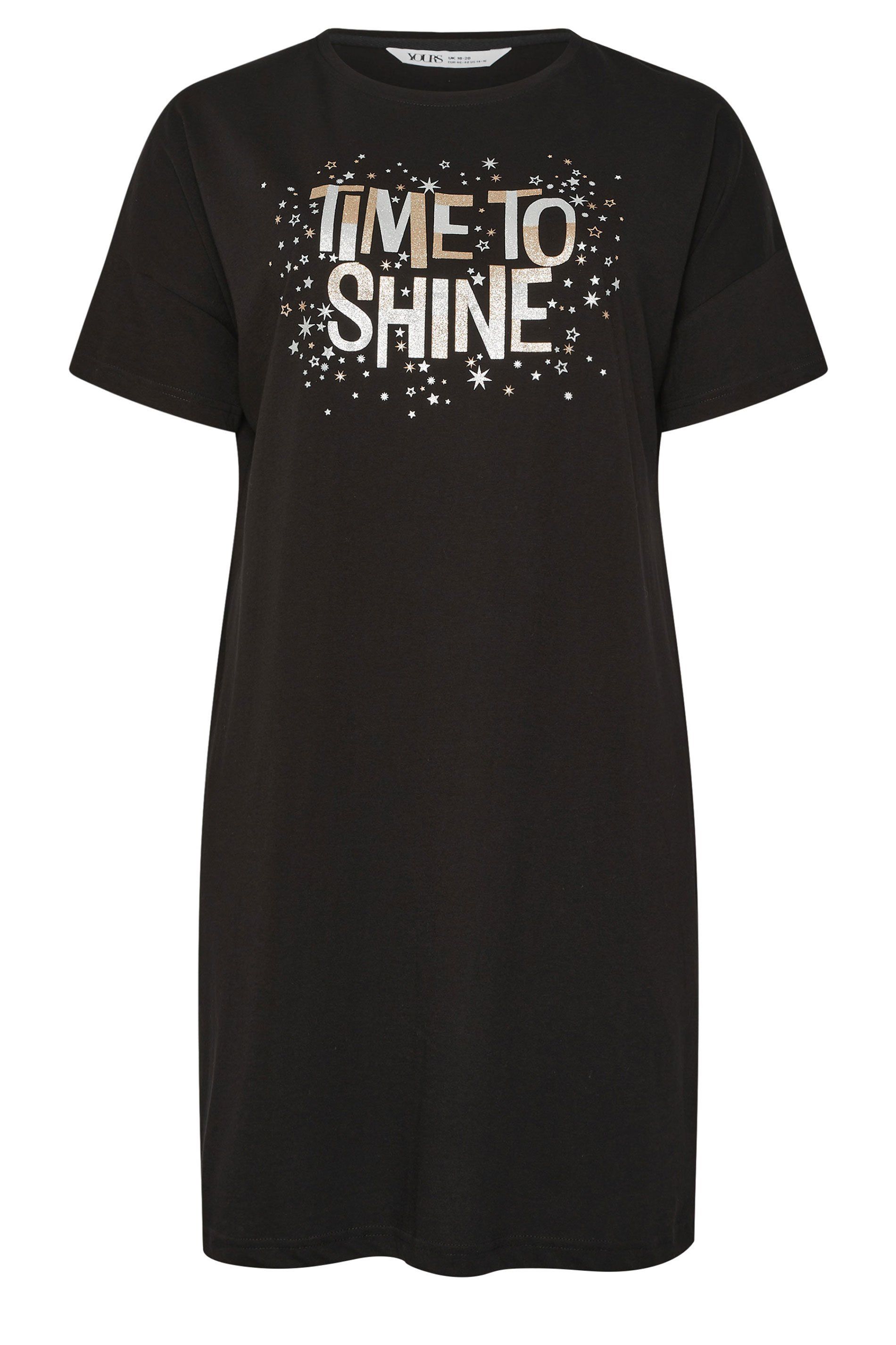 Yours Glitter Printed Sleep Tee Nightdress