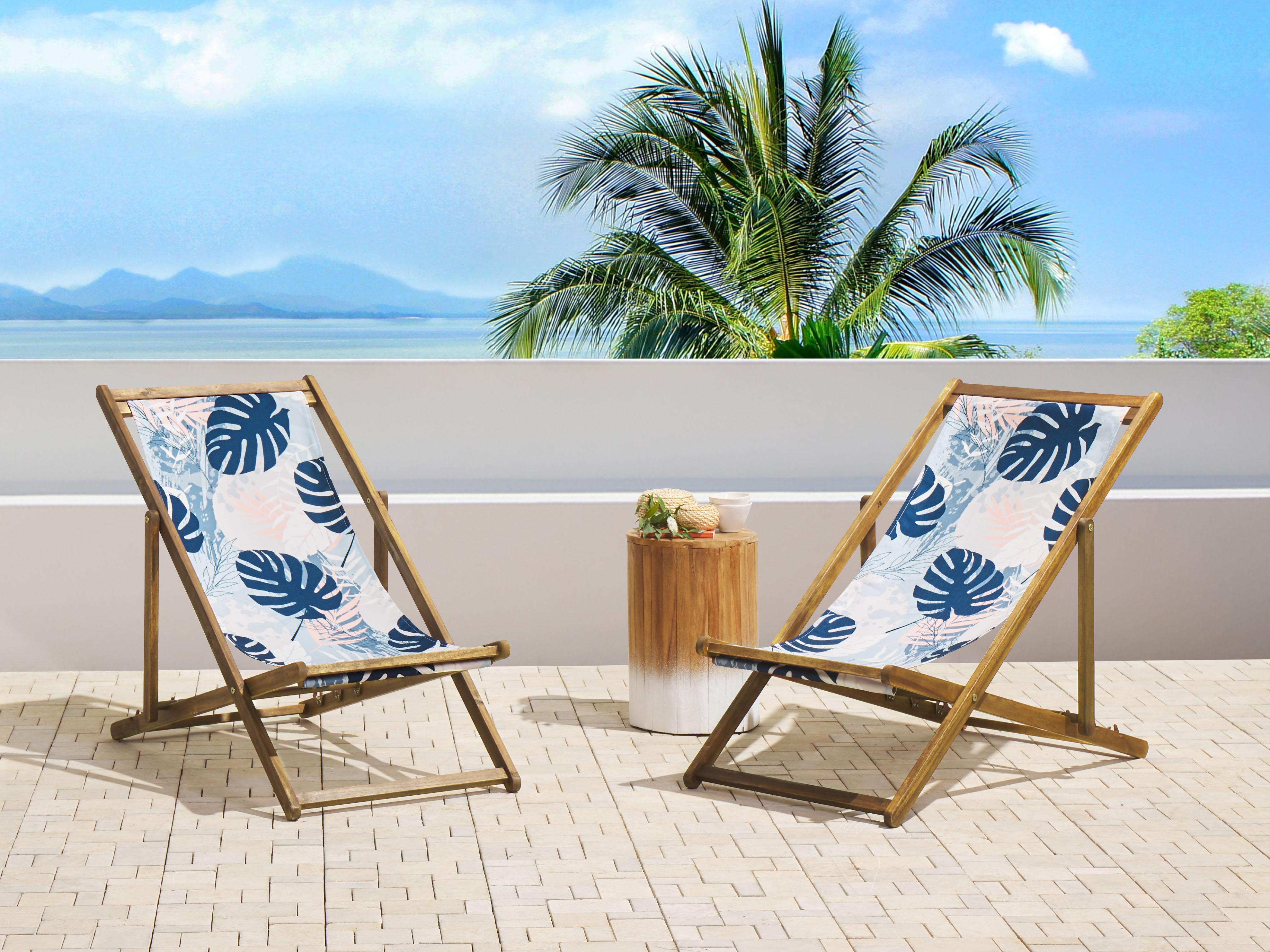 Set of 2 Sun Lounger Replacement Fabrics ANZIO/AVELLINO 113 x 44 cm Blue