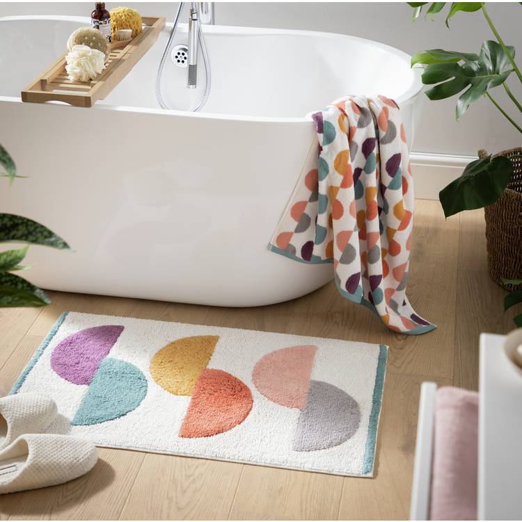 Habitat Brights Geo Tufted Cotton Bath Mat - White