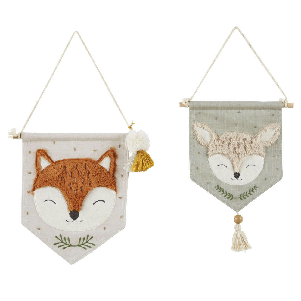 MIMIZAN - Fanions à suspendre animaux multicolores (x2)