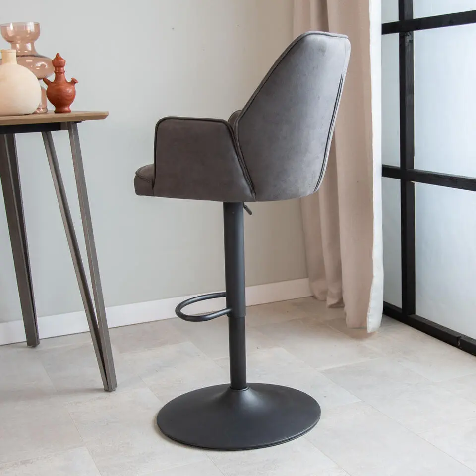 Industri?le barkruk Novan antraciet - Zithoogte 68 cm - Stof - Grijs