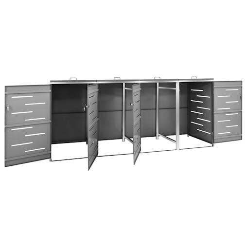 NNEVL Quadruple Wheelie Bin Shed 276.5x77.5x115.5 cm Stainless Steel