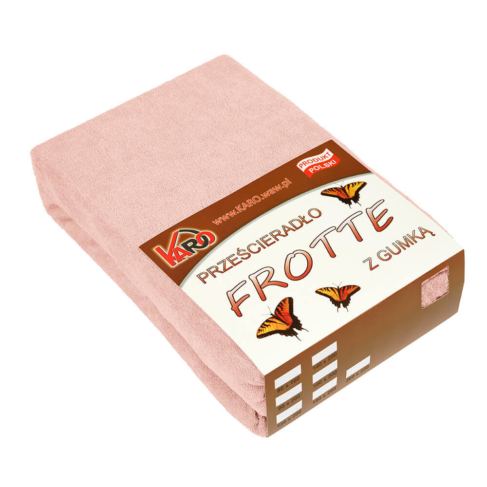 Prześcieradło frotte z gumką 140x200 łososiowe 006 KARO