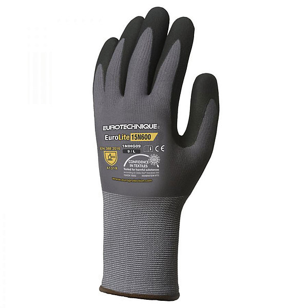 Gant tricoté EUROLITE 15N600 enduit nitrile gris/noir T8 - COVERGUARD - 1NIHG08