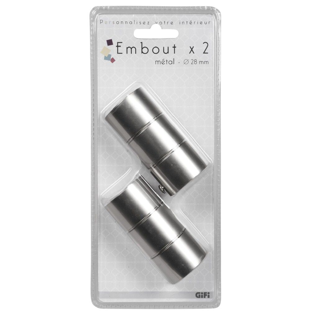 Embout pour tringle à rideaux x2 couleur métal nickel