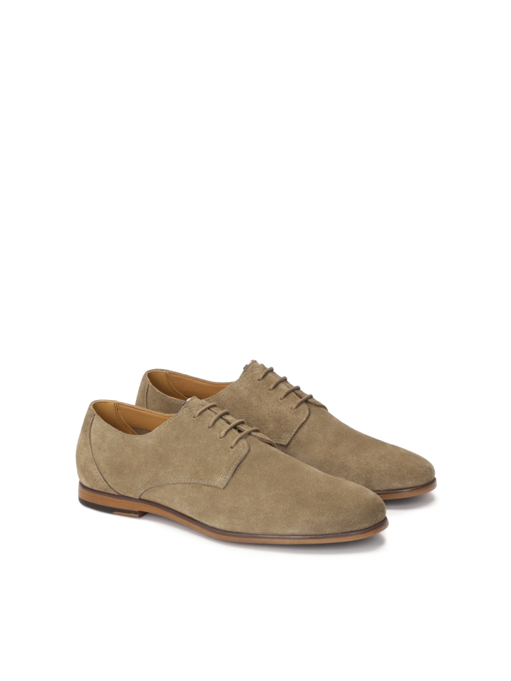 Suede derby shoes in taupe color