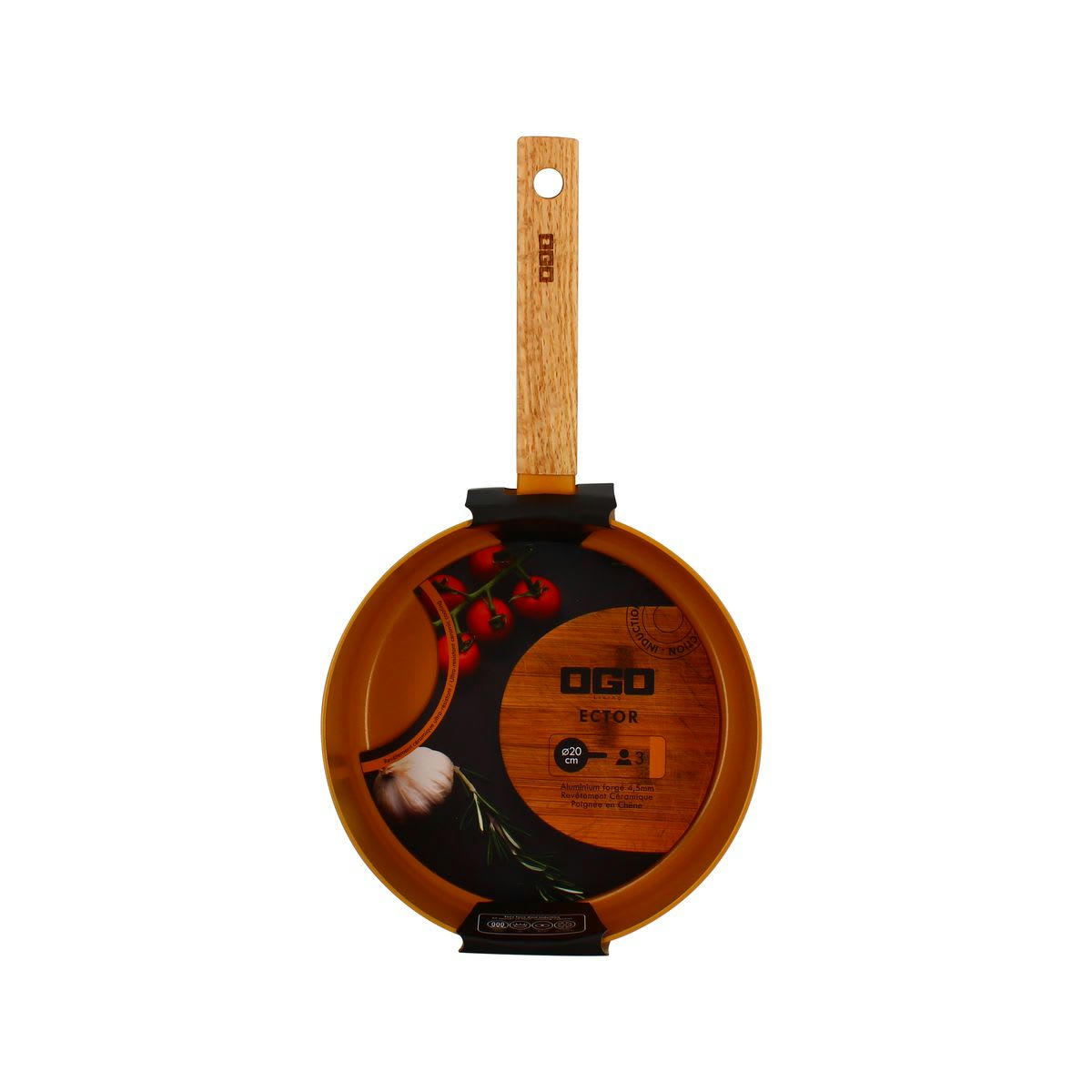 ECTOR - Casserole en aluminium/céramique jaune Ø20cm - compatible induction