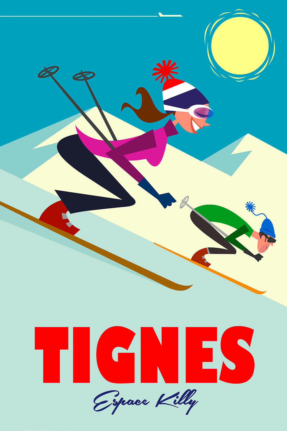 - Tableau ski à tignes imprimé sur toile 60x90cm