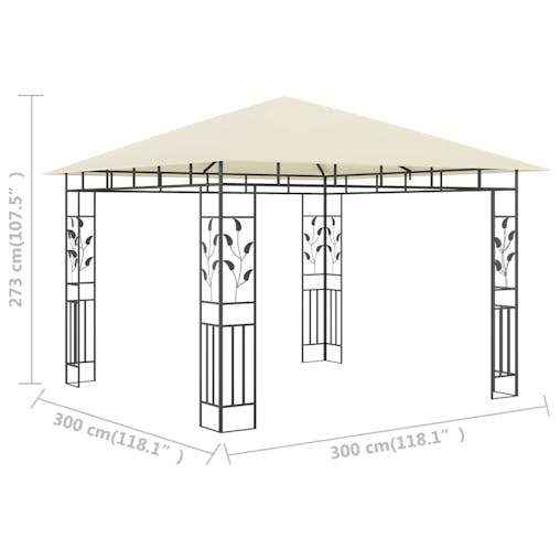 NNEVL Gazebo with Mosquito Net 3x3x2.73 m Cream 180 g/m&sup2;