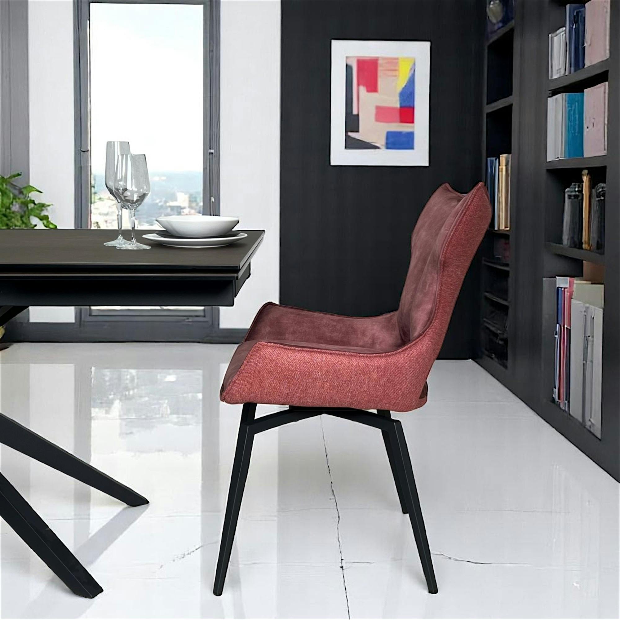 Chaise pivotante rose bi-matière, dossier en T (lot de 2) LOMBARDIE