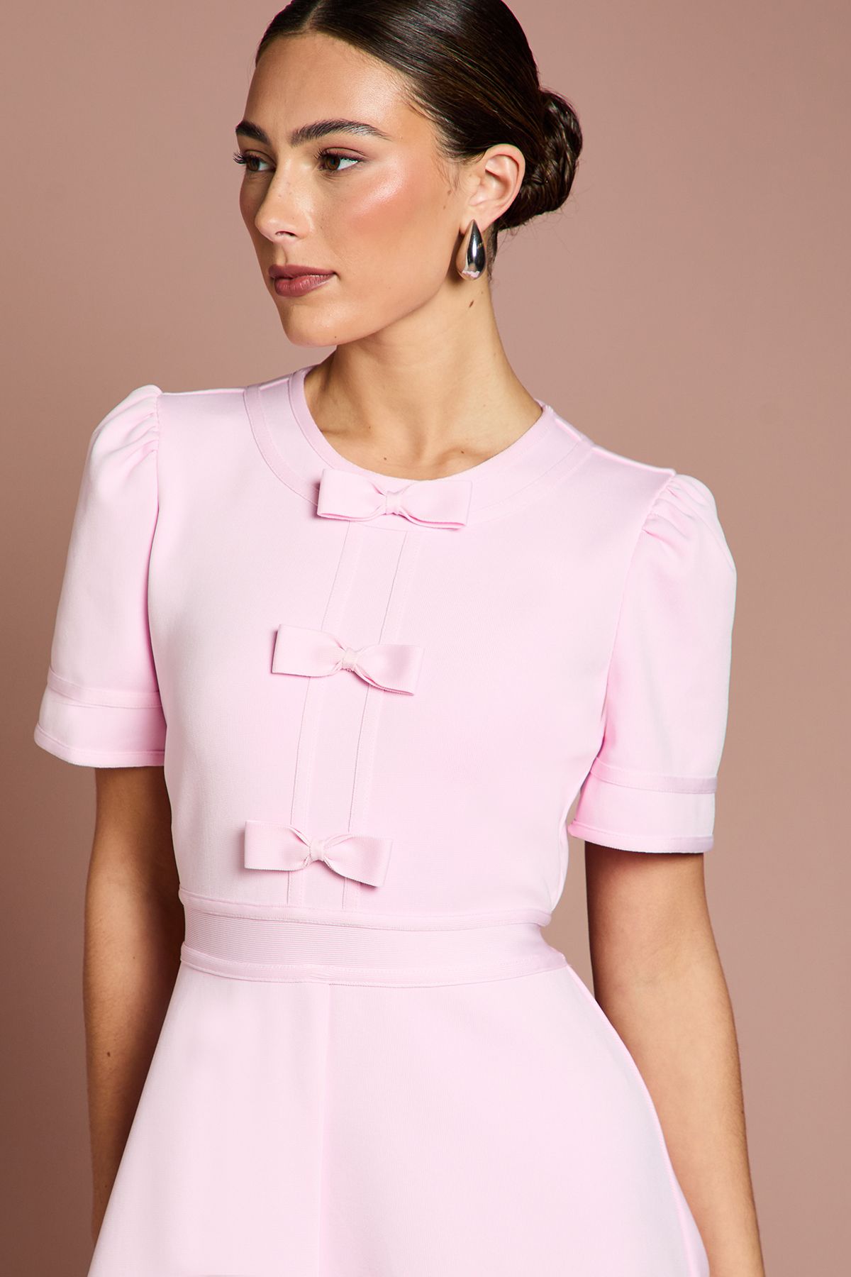 Coast Bow Front Short Sleeve Bandage Midi Dress