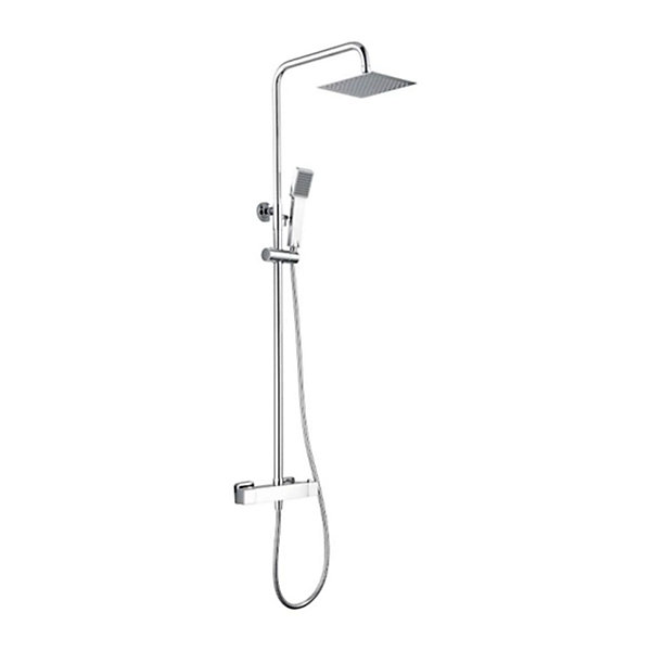Colonne de douche thermostatique acier et laiton chrome avec douchette extensible