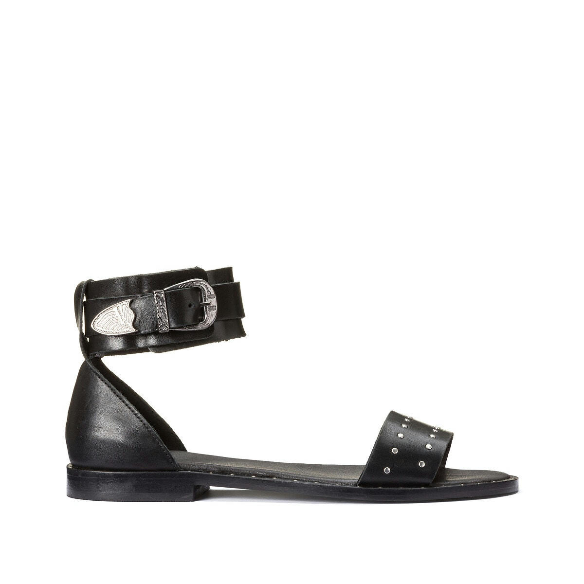 Sandales plates en cuir, fabriquées en Europe