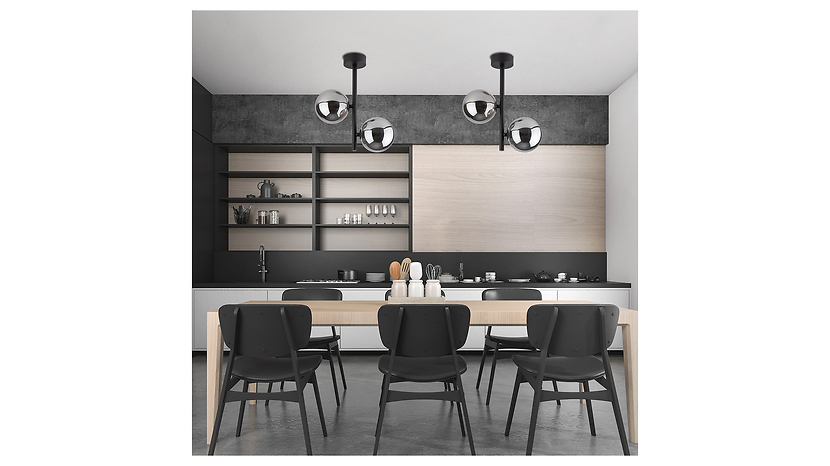 Lampa sufitowa Estera Black 2-punktowa metalowa czarna