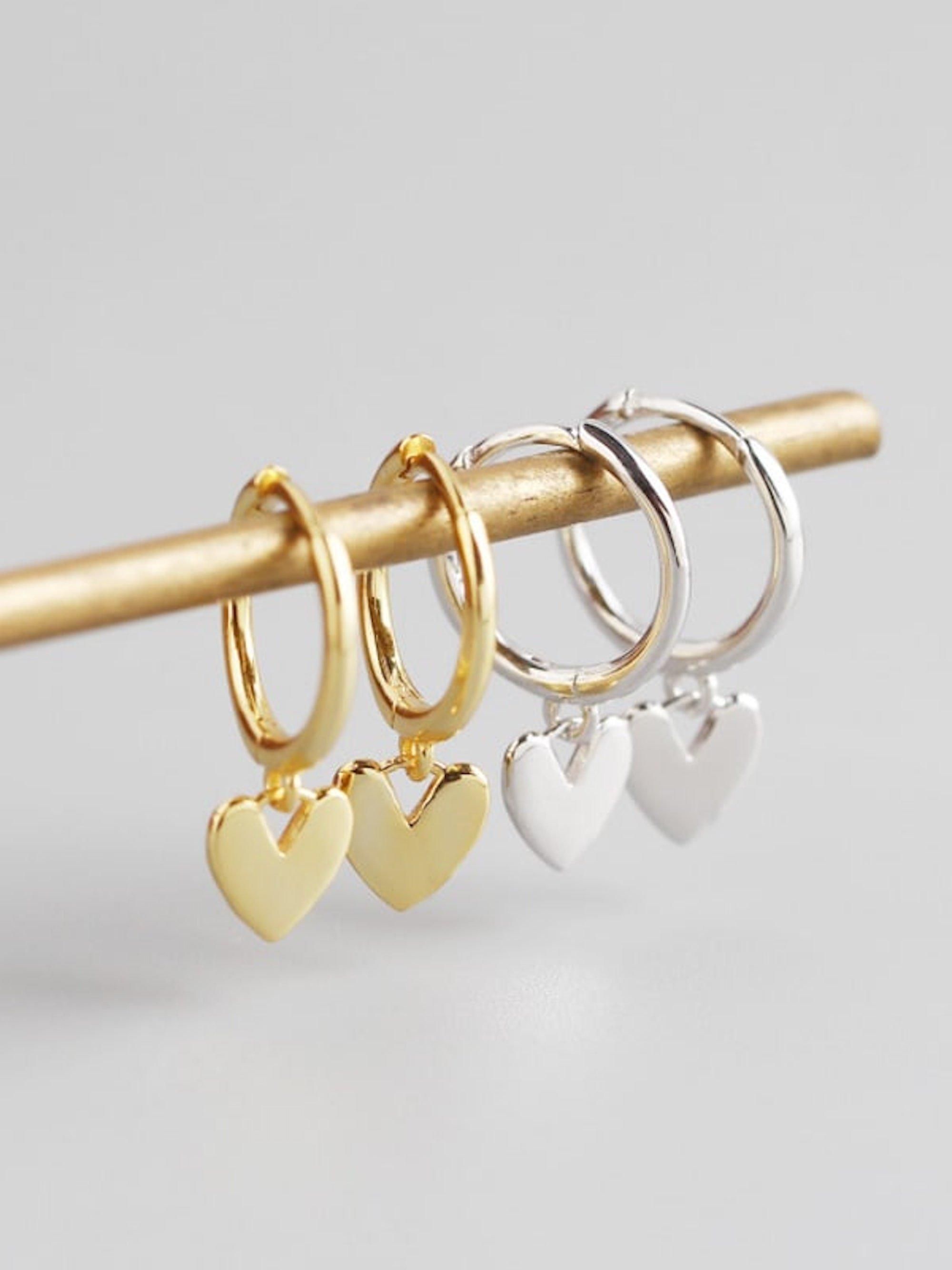 Elk & Bloom Sterling Silver Love Heart Hoop Earrings