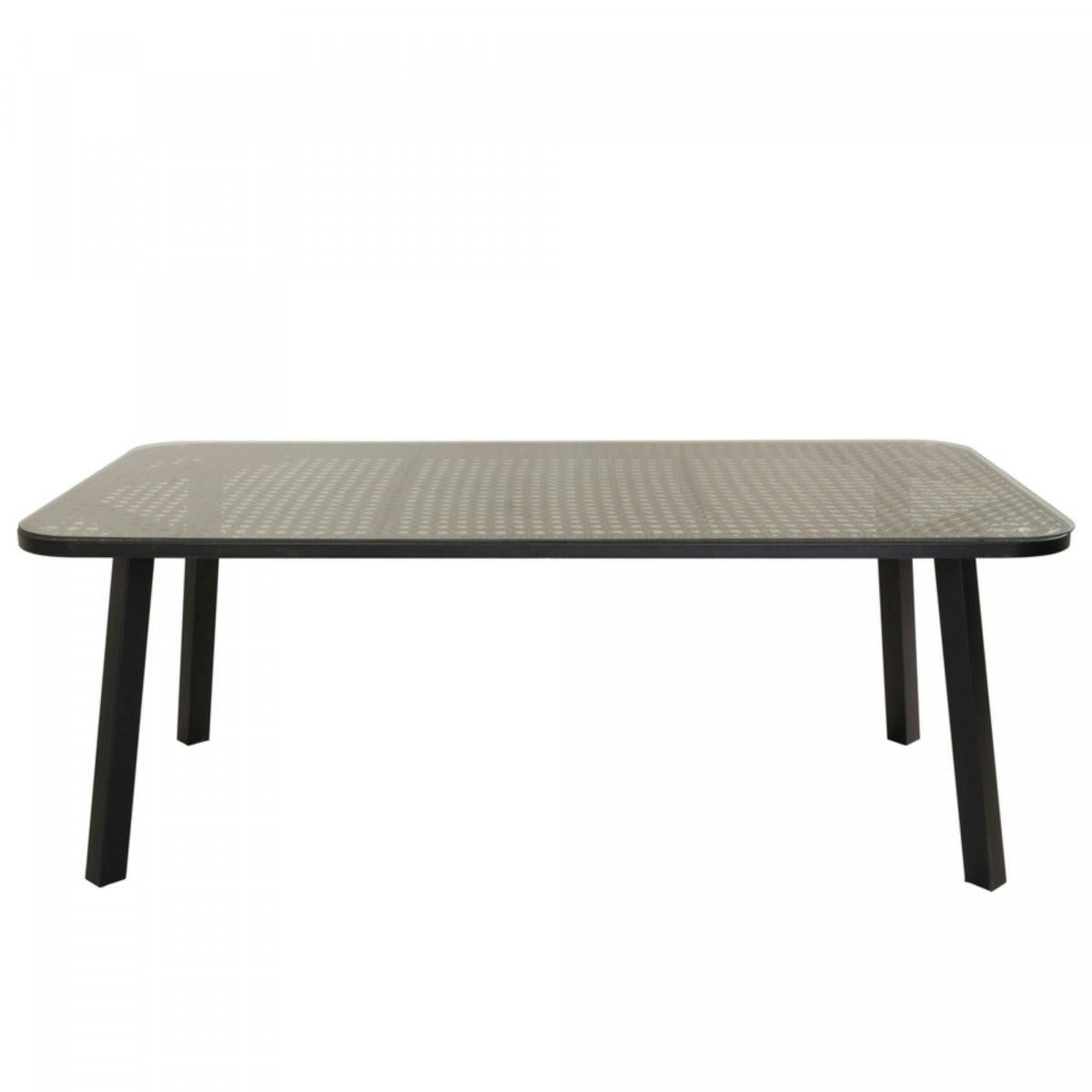 ROSARIA - Table de jardin en plateau verre et osier