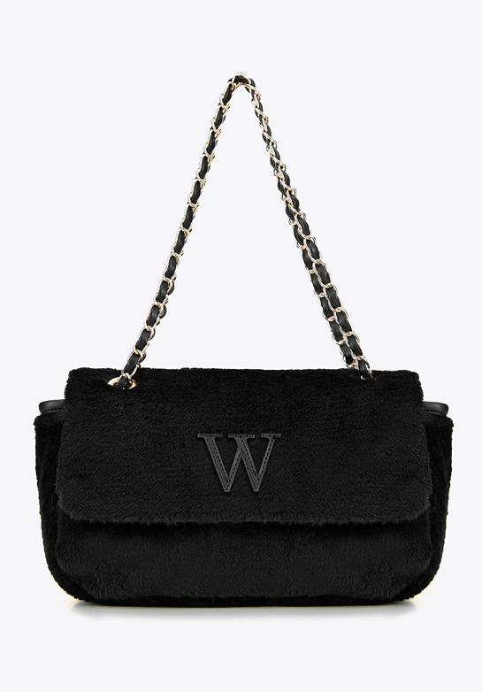 Damska torebka crossbody z futerkiem czarna