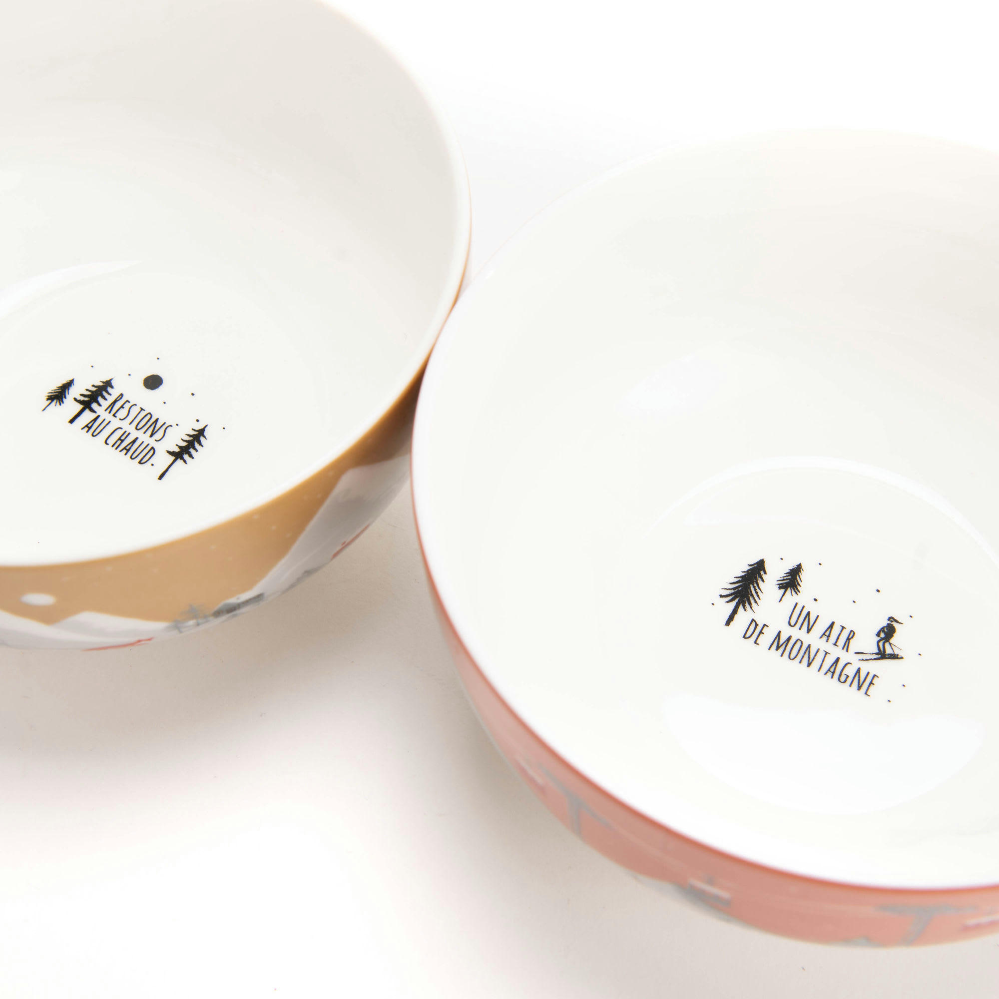 - Coffret de 4 bols avec dessin de montagne D14cm