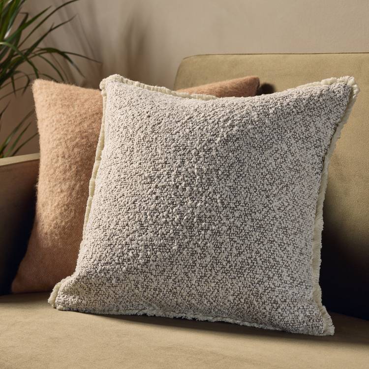 Habitat Boucle Fringe Cushion - Ivory - 43x43cm