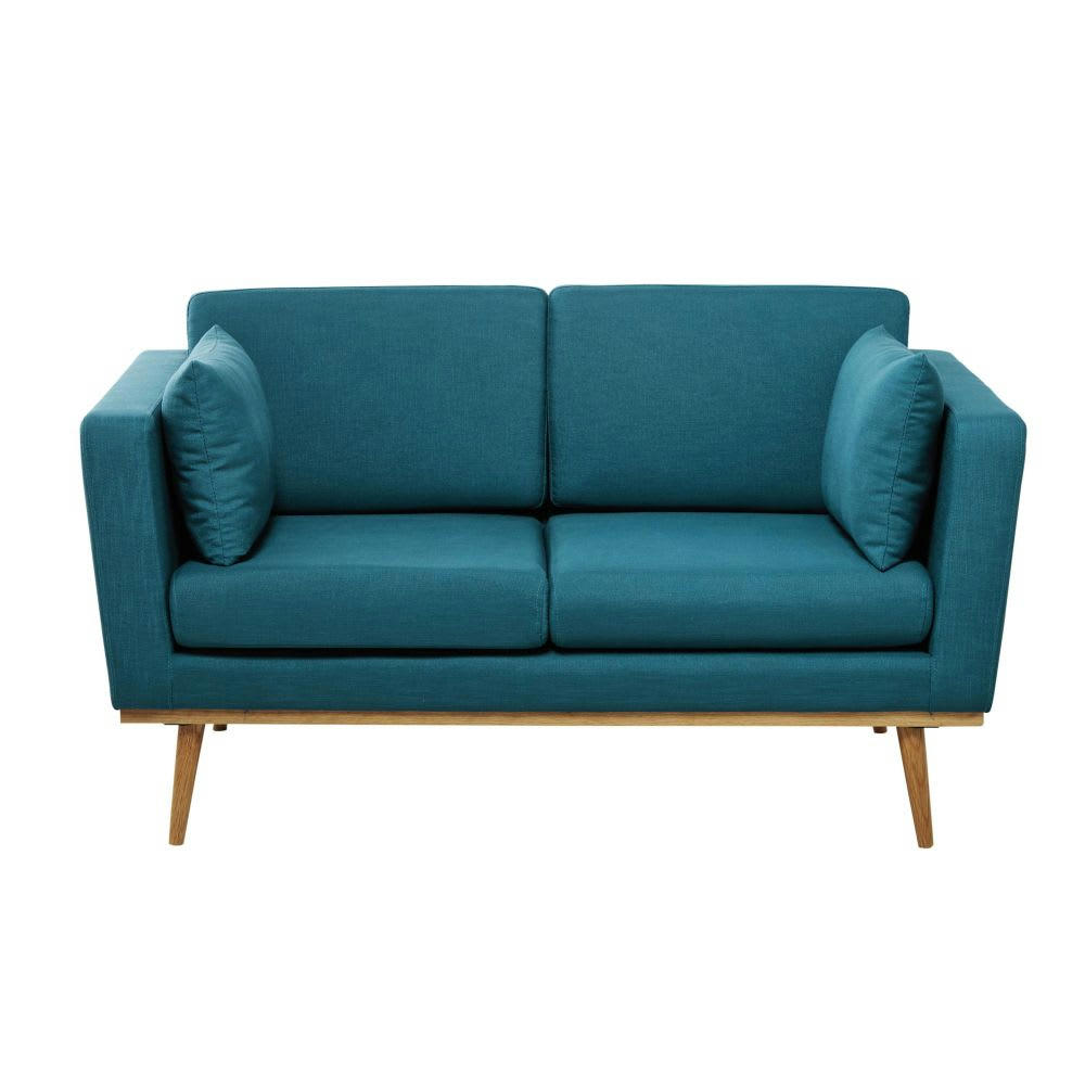 Timeo - Canapé 2 places bleu pétrole