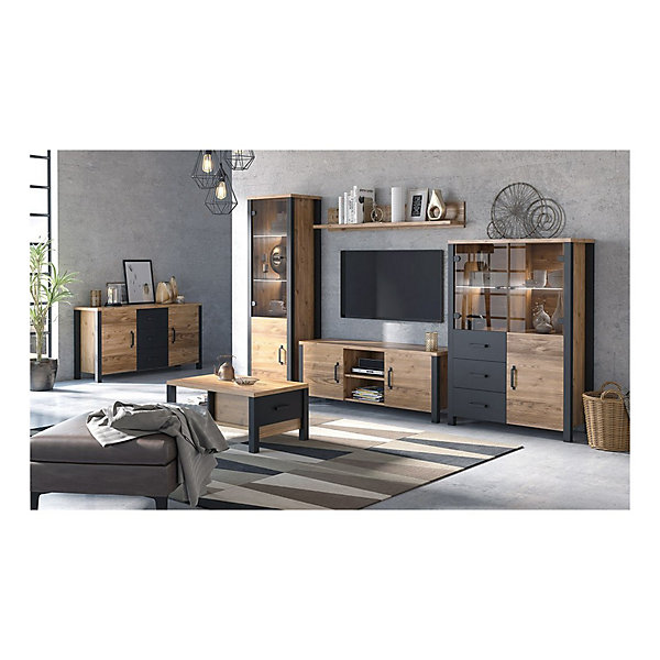 Etagère design 150cm collection DARWIN. Effet épicéa.