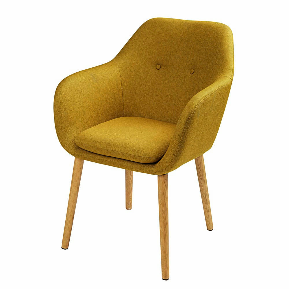 Arnold - Fauteuil de table vintage jaune olive