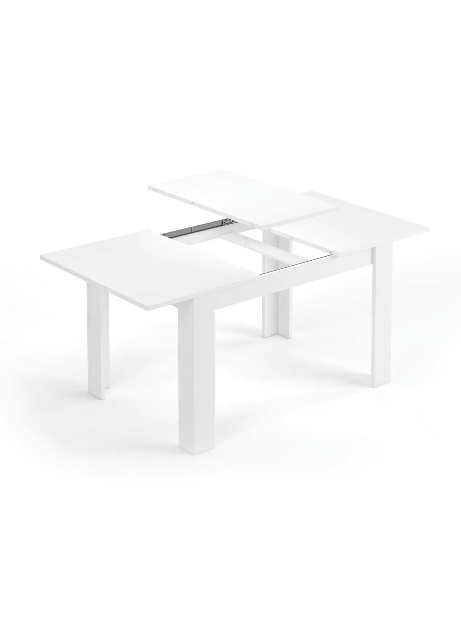 DALICE - Table extensible effet bois 140/190x90 cm blanc brillant