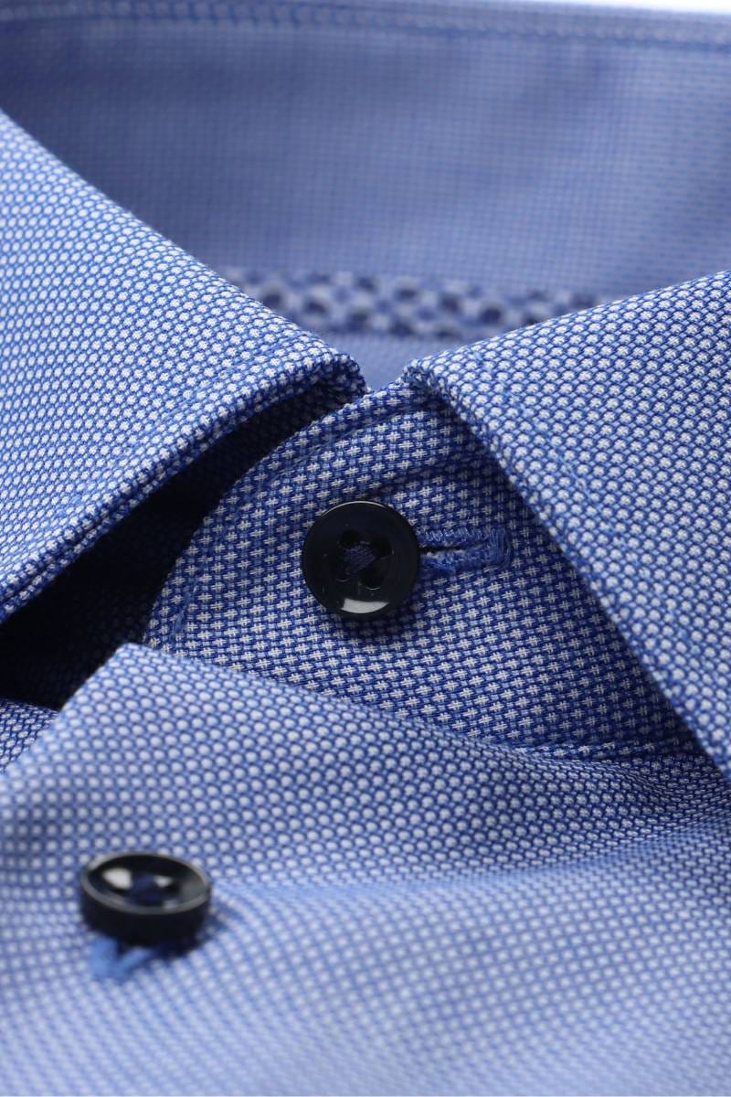 ETERNA Slim Fit Hemd blau, Strukturiert (extra langer Arm)