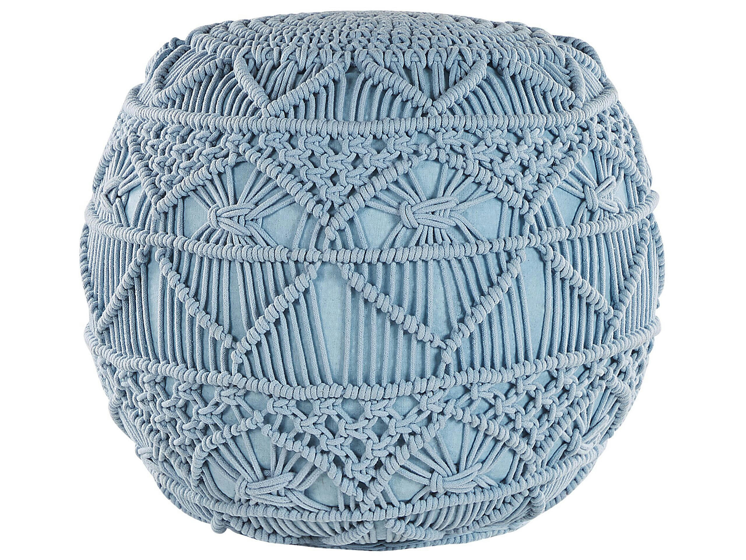 KAYSERI - Pouf en coton bleu ⌀ 40 cm