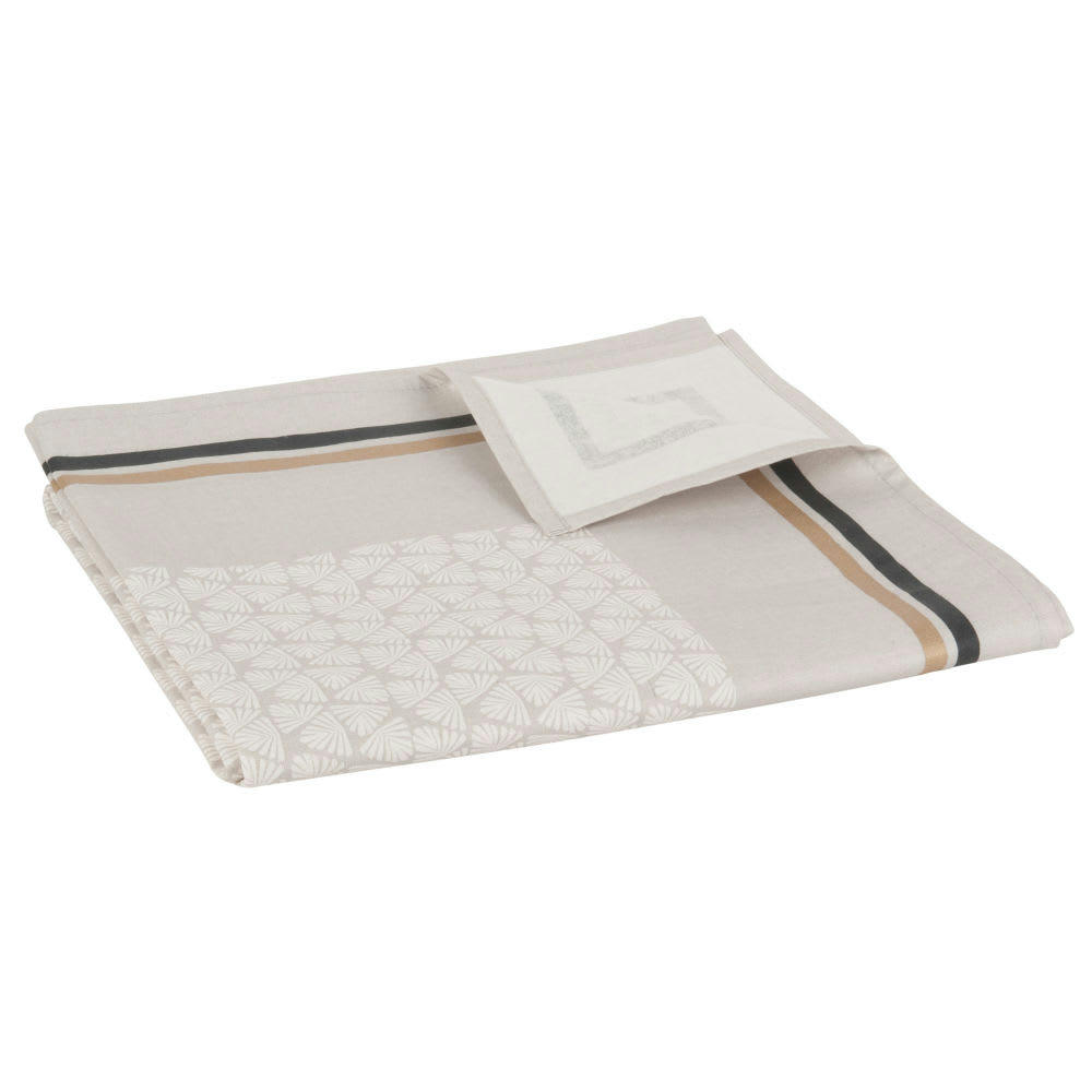 - Nappe enduite à motifs beiges et gris anthracite 140x250